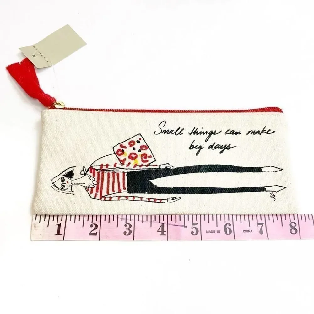 ANN Taylor NWT ‘Small Things Can Make Big Days’ Zippered Make Up Bag Pouch Case